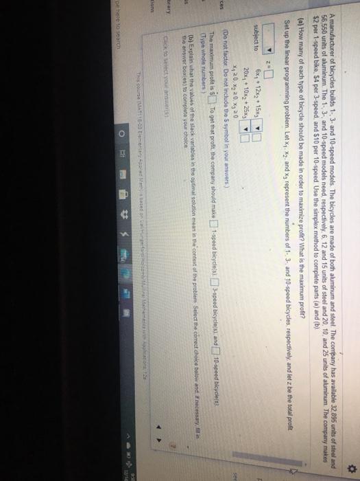 A manufacturer of bicycles builds 1- 3- and