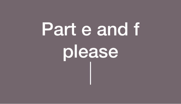 please do part e and f b. C. d. e. f. The Duff