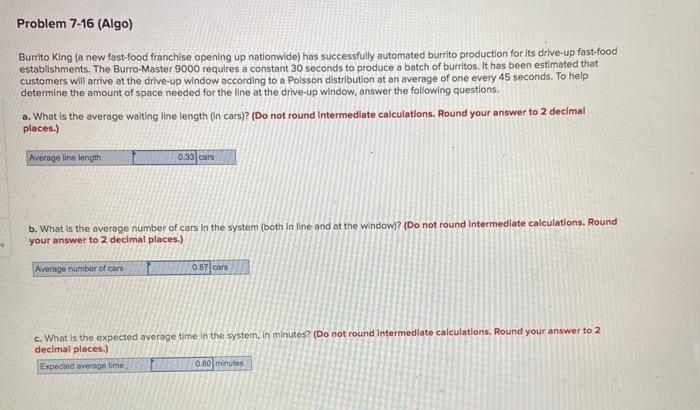 Problem 7-16 (Algo) Burrito King (a new fast-food