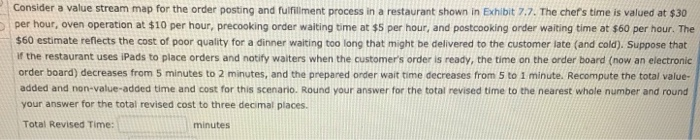 Consider a value stream map for the order posting