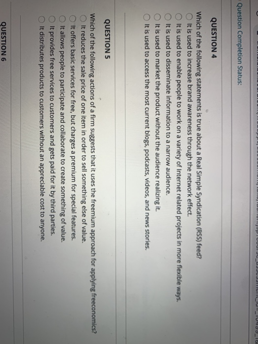 Question Completion Status: QUESTION 1 are new