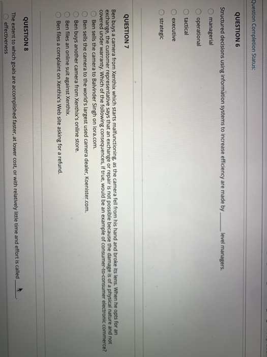 Question Completion Status: QUESTION 1 are new