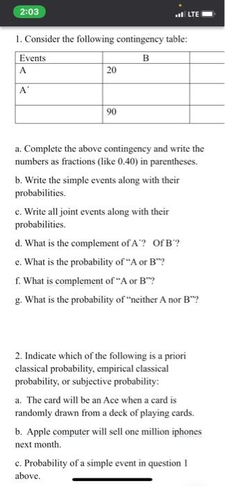 2:03 vil E 1. Consider the following contingency
