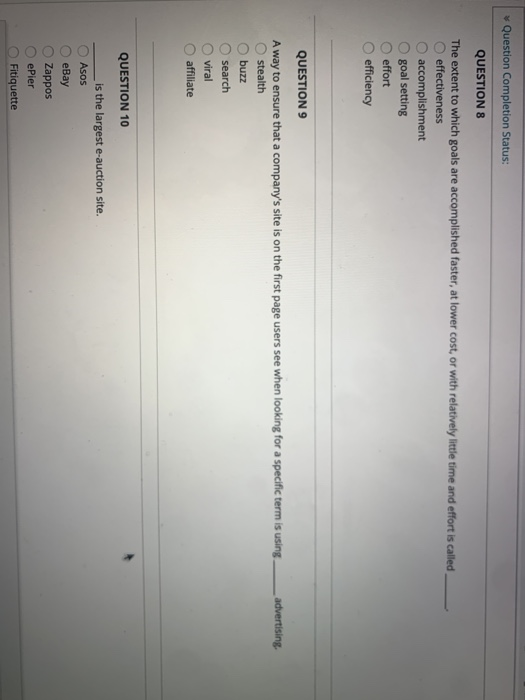 Question Completion Status: QUESTION 1 are new