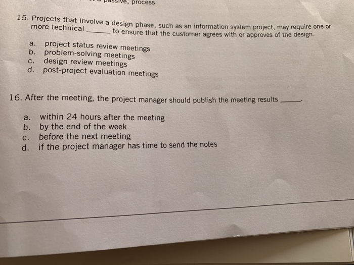 U passive, process 15. Projects that involve a