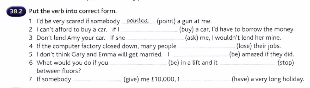 38.2 Put the verb into correct form. 1 I'd be