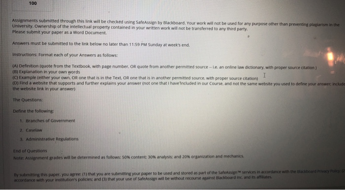 100 Assignments submitted through this link will