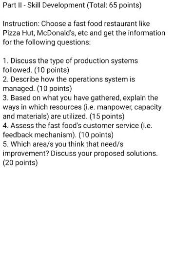 Help Part II - Skill Development (Total: 65