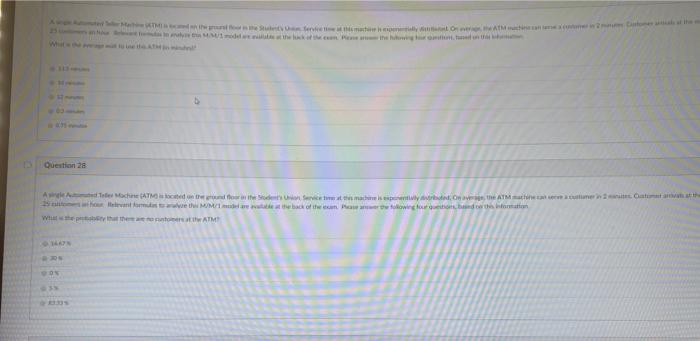 w Question 28 A och ATM and without even the