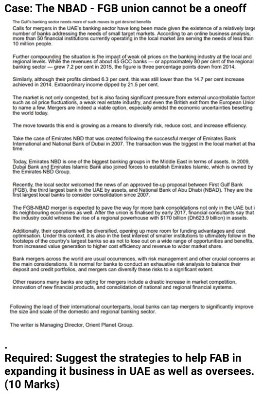 Case: The NBAD - FGB union cannot be a oneoff The