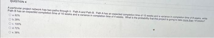h A particular project notwork has two paths
