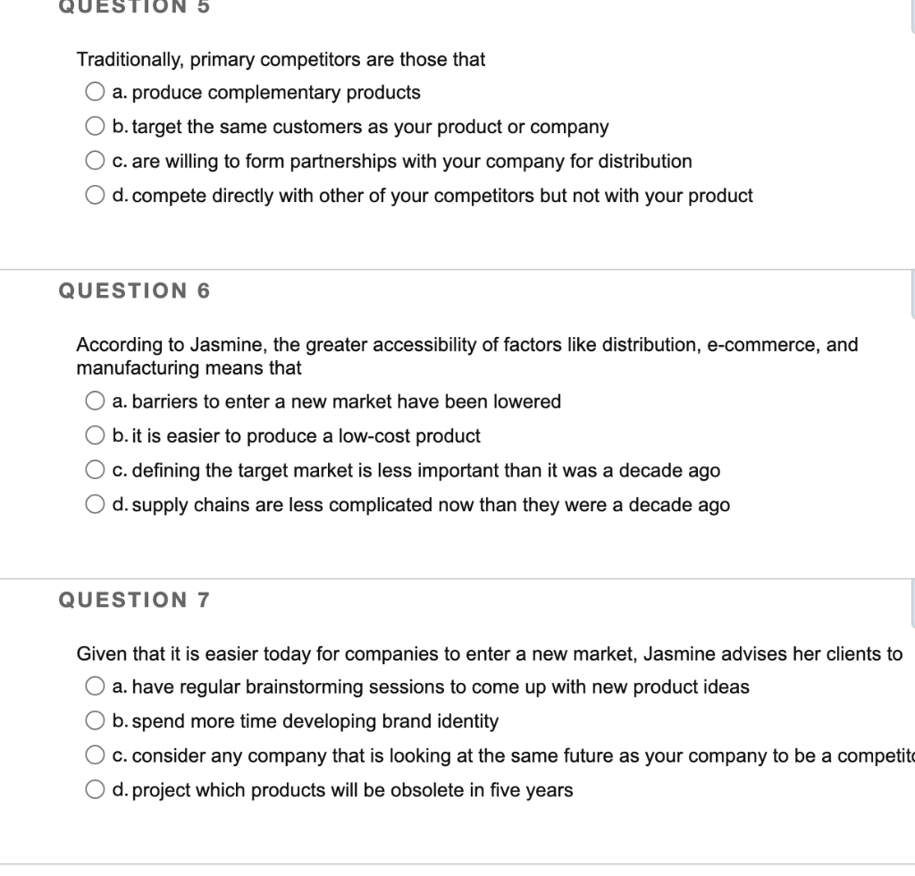 5 Traditionally, primary competitors are those