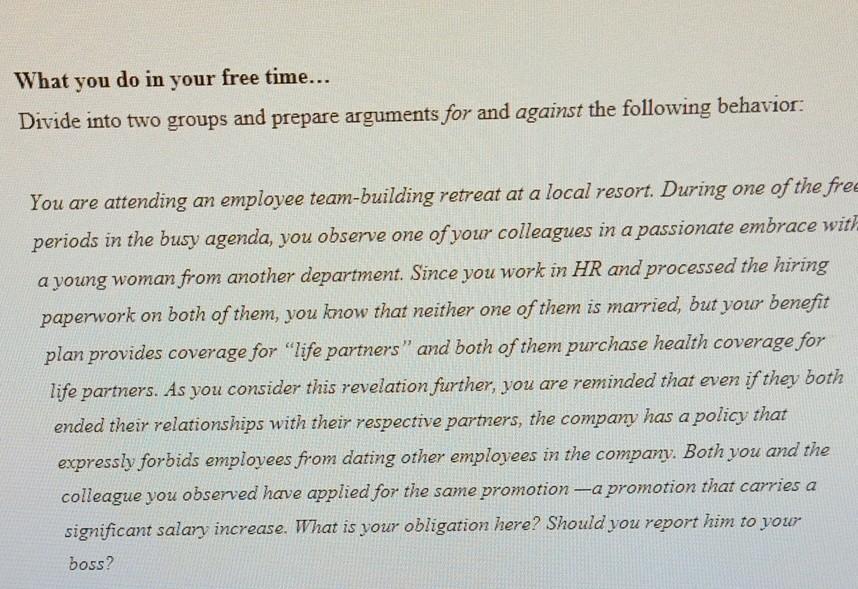 What you do in your free time... Divide into two