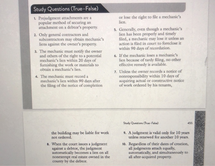 Study Questions (True-False) 1. Prejudgment
