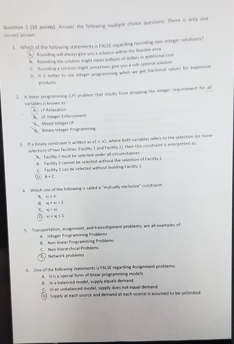 correct them if wrong pleas Question 1 (10