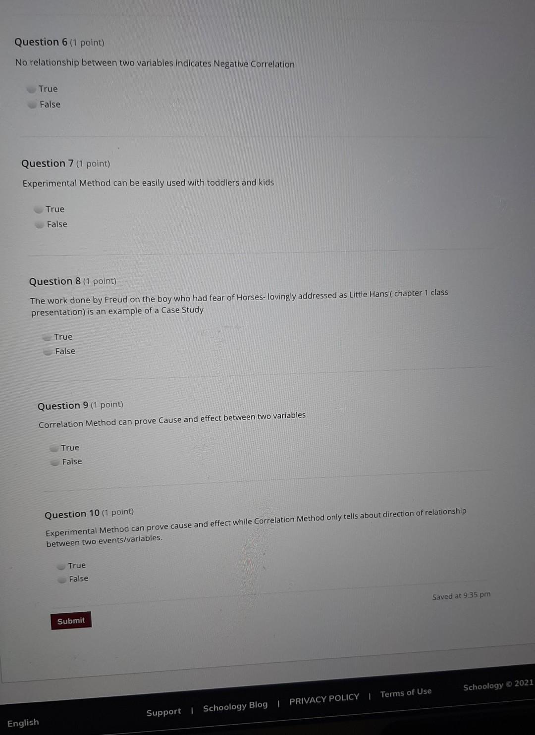 Question 6 (1 point) No relationship between two