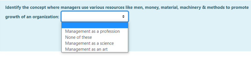 Identify the concept where managers use various