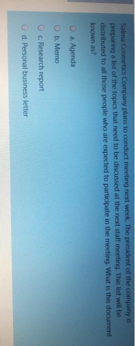 Salma Cosmetics Company plans to conduct meeting