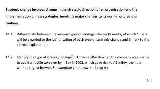 Strategic change involves change in the strategic