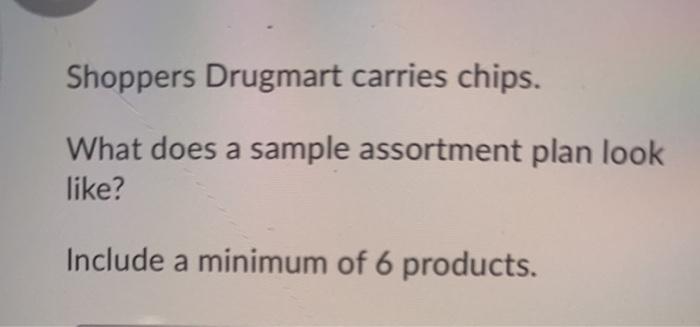 please send assortment plan for chips in shoppers