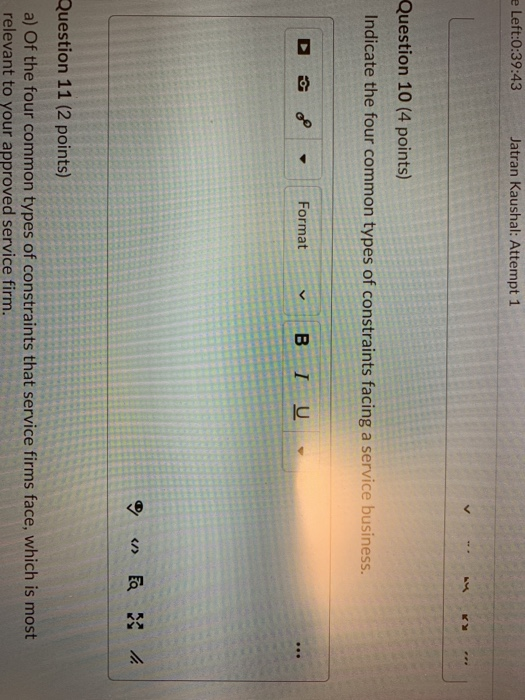 e Left:0:39:43 Jatran Kaushal: Attempt 1 Question