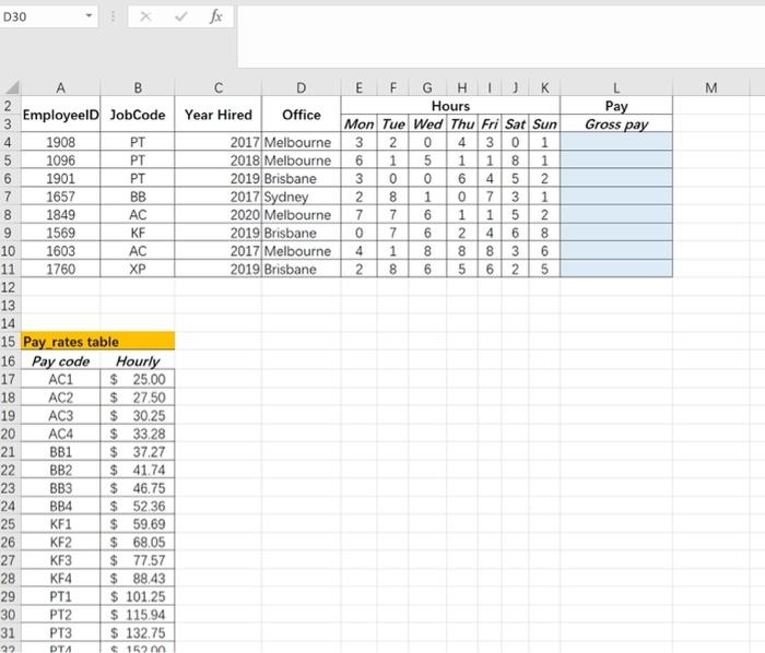 tion 1 Ques Cells Task/problem Example Excel