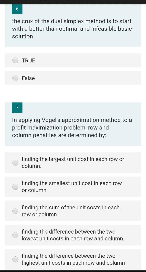 6 the crux of the dual simplex method is to start