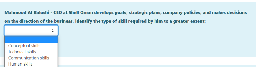 Identify the concept where managers use various
