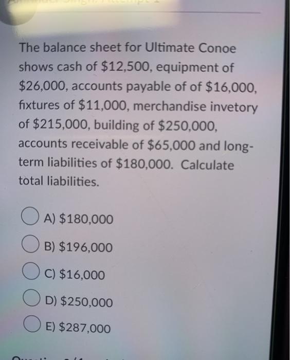 The balance sheet for Ultimate Conoe shows cash
