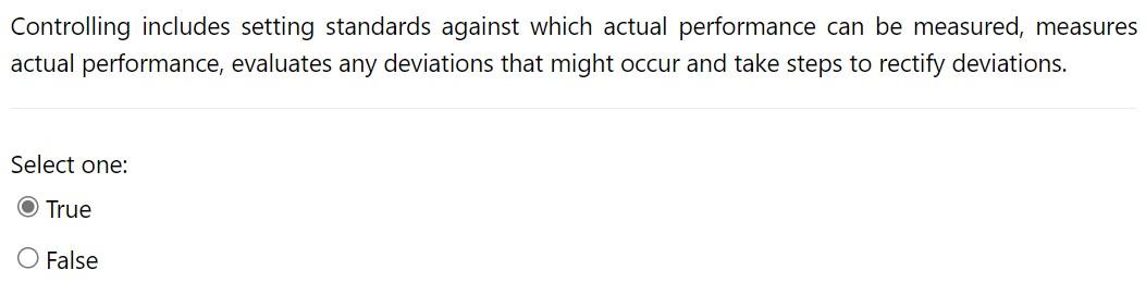 Controlling includes setting standards against