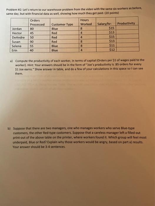 Problem #2: Let's return to our warehouse problem