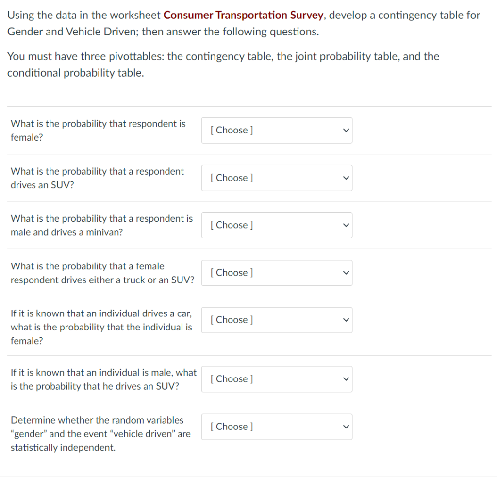 Please show work as well Thanks! Using the data