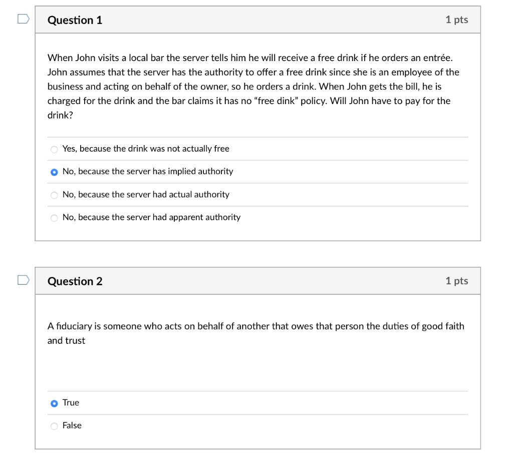 When John visits a local bar the server tells him