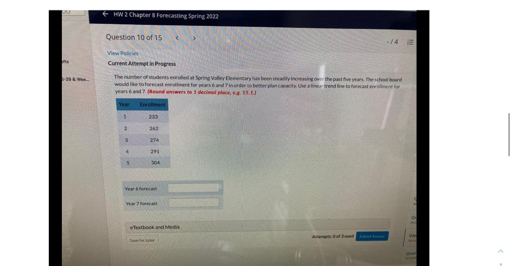 F HW 2 Chapter 8 Forecasting Spring 2022 Question