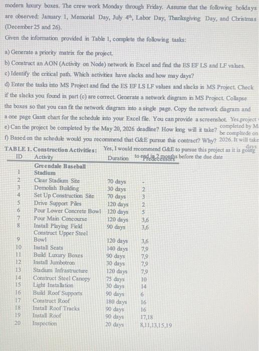 Problem 2: Greendale Stadium Case ( 60 points)