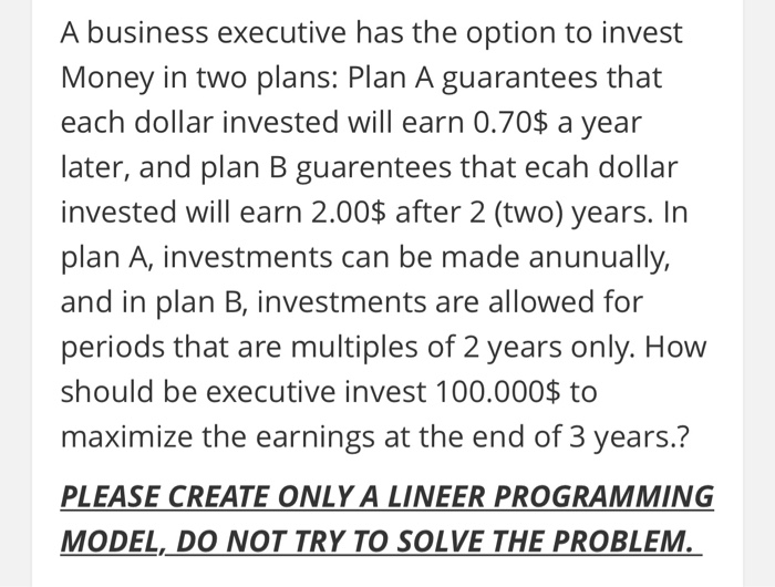 please explain each step A business executive has