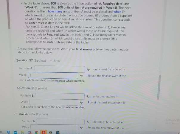Lead times for item A and its components are