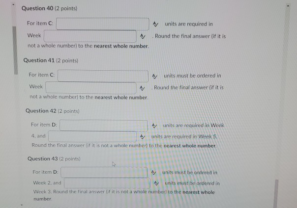 Lead times for item A and its components are