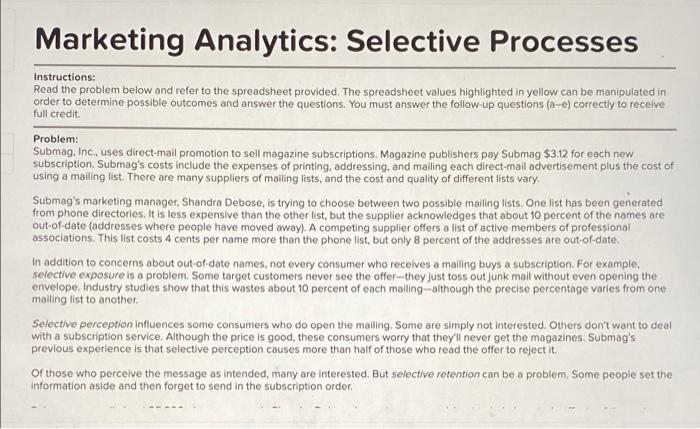 Marketing Analytics: Selective Processes