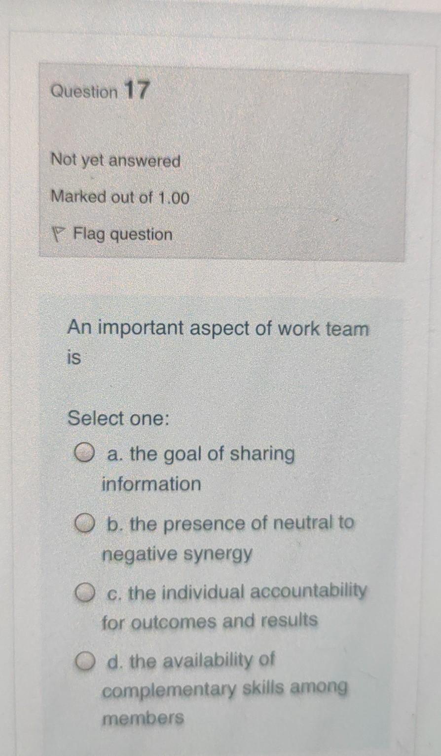 please I need the two questions Question 17 Not