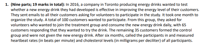 1. (Nine parts; 19 marks in total): In 2016, a