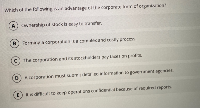 Which of the following is an advantage of the