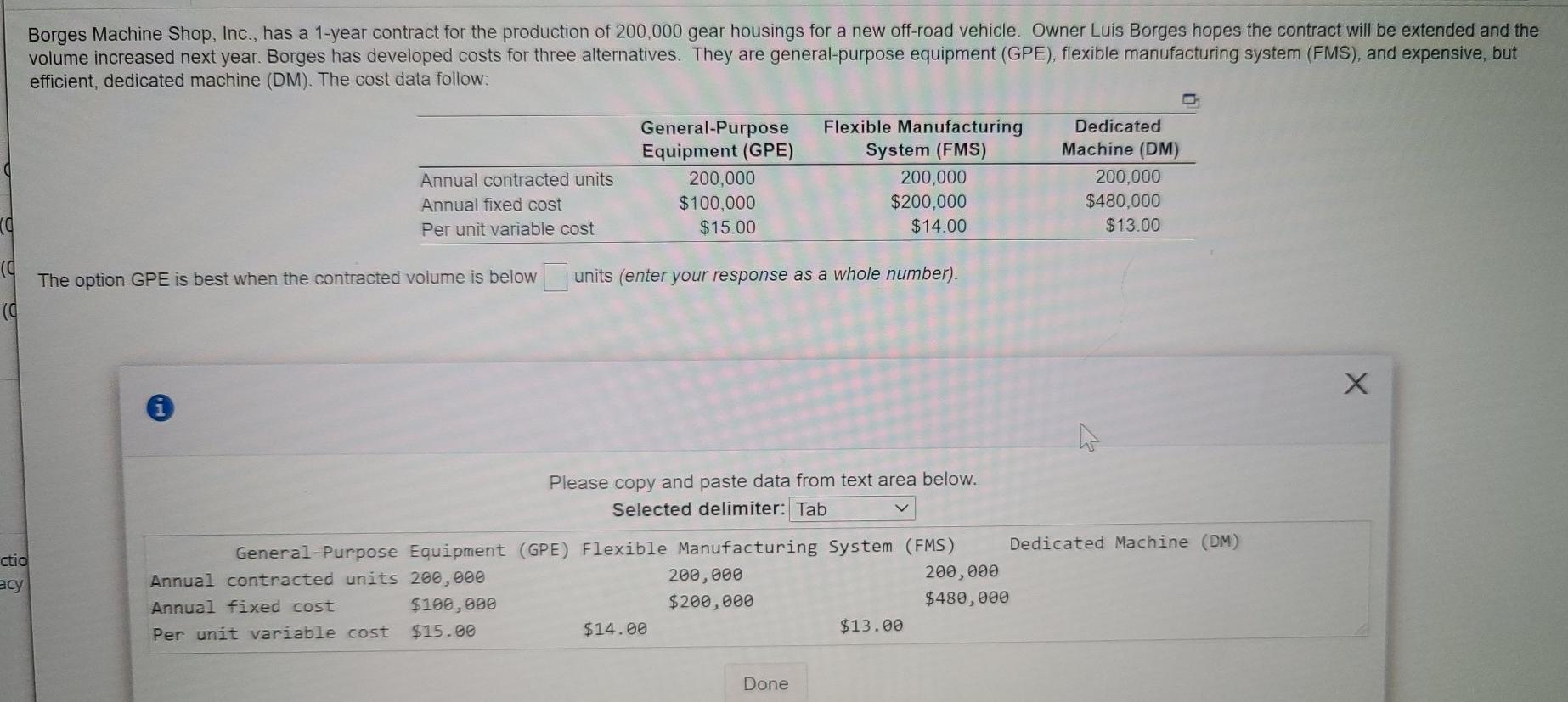 Borges Machine Shop, Inc., has a 1-year contract