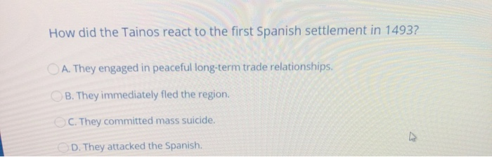 How did the Tainos react to the first Spanish