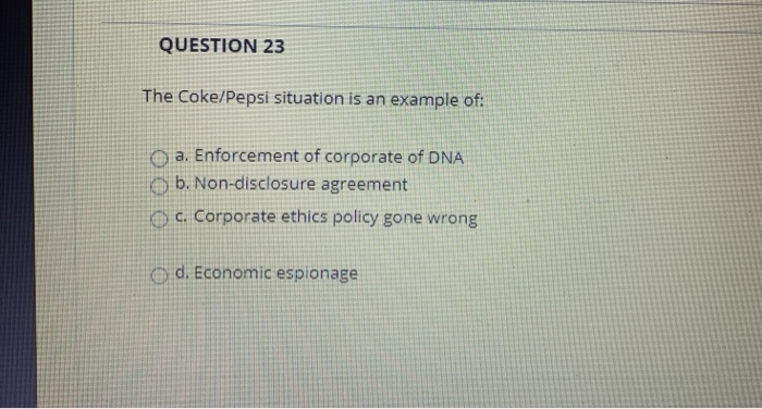 QUESTION 22 As discussed in class and stated in