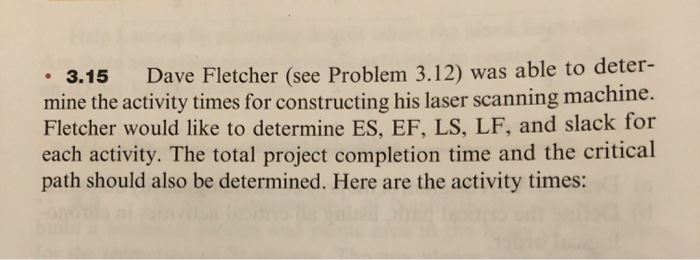 3.15 Dave Fletcher (see Problem 3.12) was able to