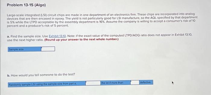 help Problem 13-15 (Algo) Large-scale integrated