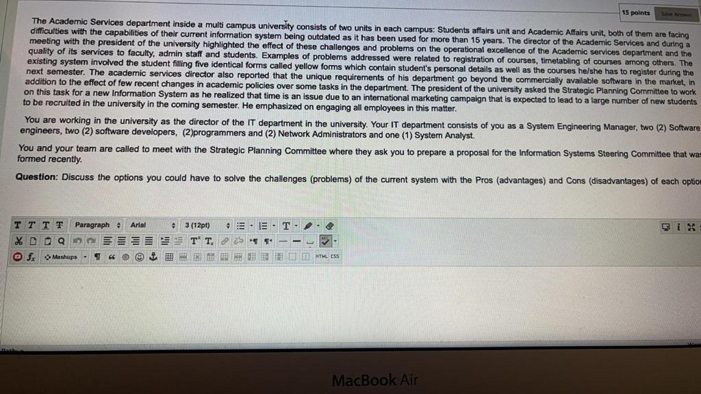 15 points The Academic Services department inside