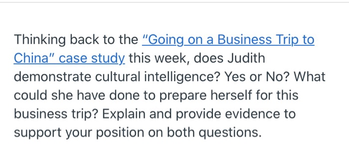 Week 2 Case Analysis- Going on a Business Trip to