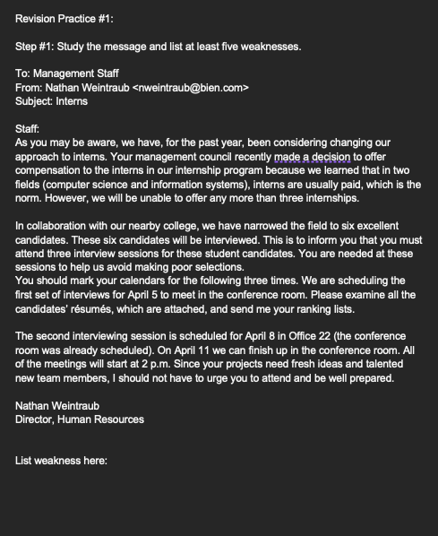 Step #1: Study the message and list at least five